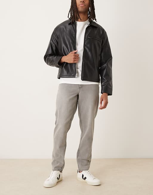 DESIGN tapered jeans in washed grey