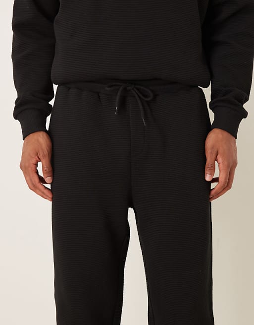 DESIGN Tapered Jogger Co-ord With Ribbed Cuff In Black