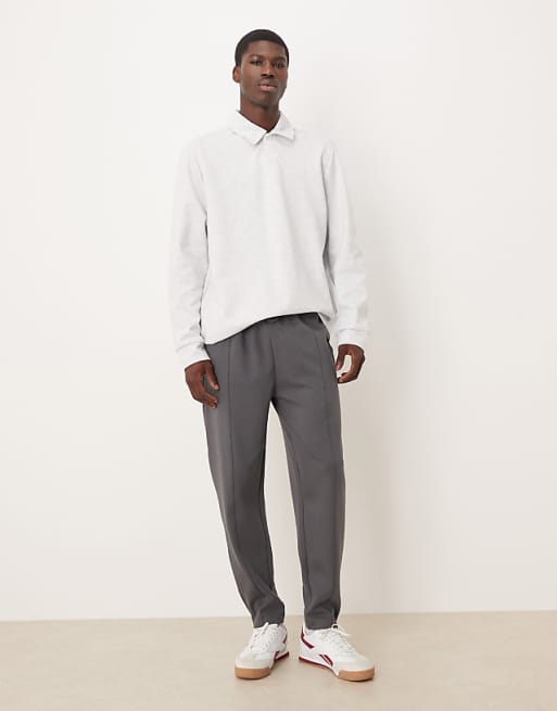 DESIGN Tapered Jogger With Pin Tuck In Dark Grey