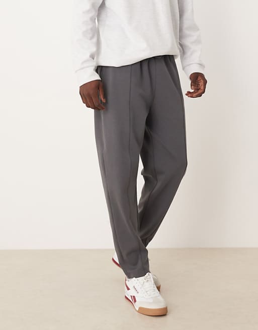 DESIGN tapered jogger with pin tuck in dark grey