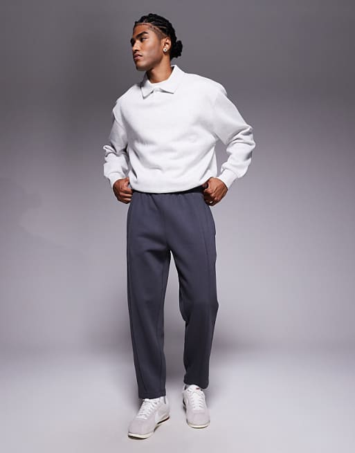 DESIGN tapered jogger with pin tucks in charcoal