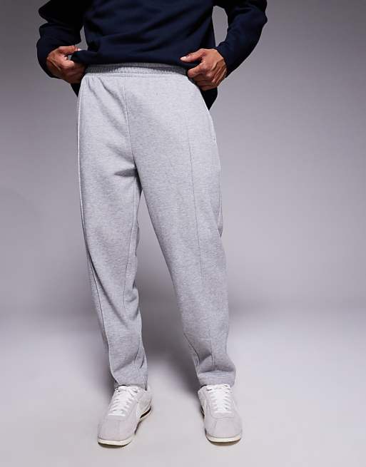 DESIGN Tapered Jogger With Pin Tucks In Grey Marl