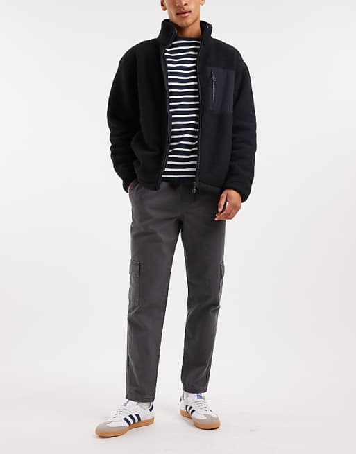 DESIGN Tapered Pull On Cargo Trousers In Grey