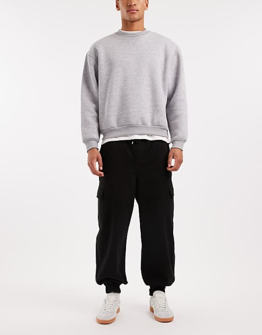 DESIGN Tapered Pull On Cargos In Black