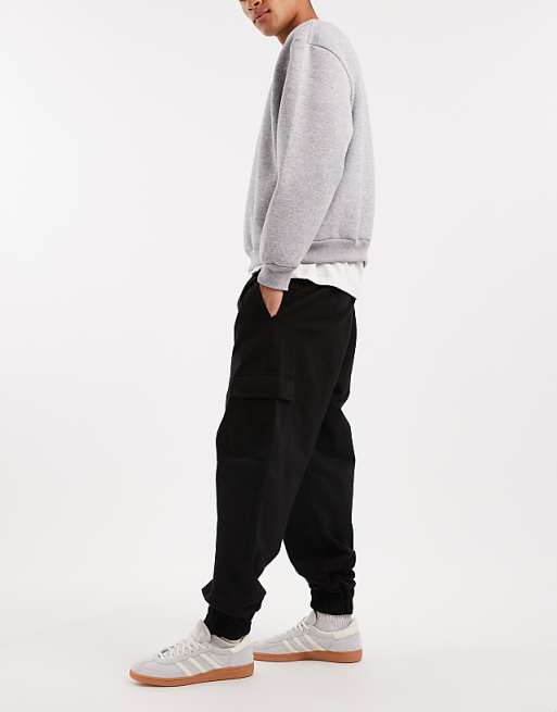 DESIGN Tapered Pull On Cargos In Black