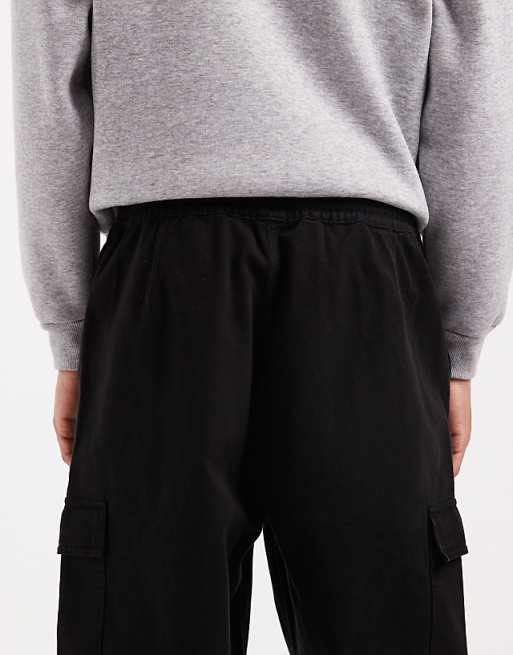 DESIGN Tapered Pull On Cargos In Black
