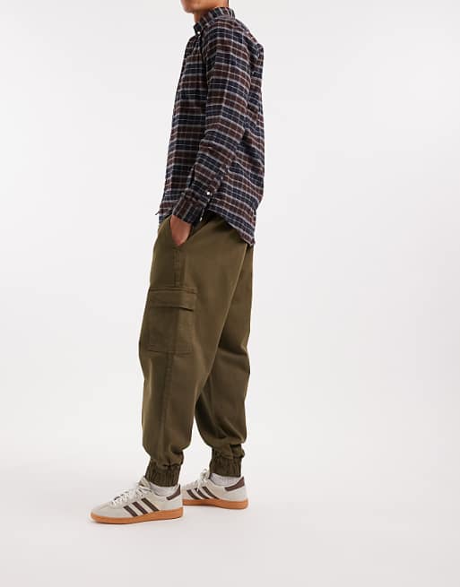 DESIGN Tapered Pull On Cargos In Khaki