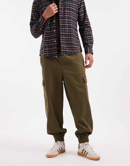 DESIGN Tapered Pull On Cargos In Khaki