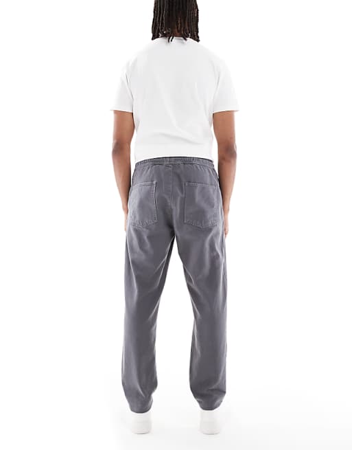DESIGN Tapered Pull On Chinos In Charcoal