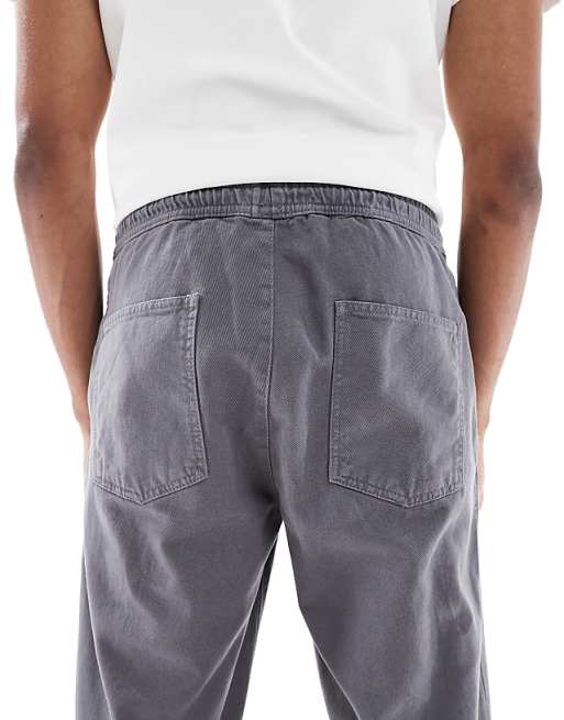 DESIGN Tapered Pull On Chinos In Charcoal