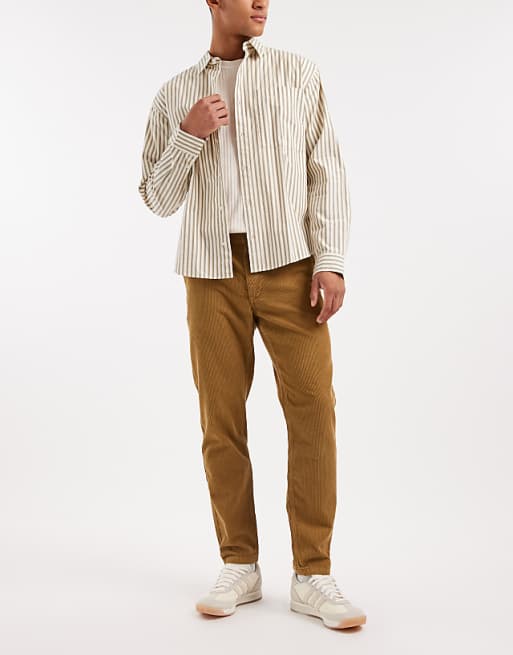 DESIGN Tapered Trousers In Brown Corduroy
