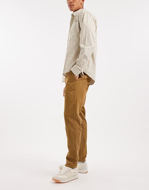 DESIGN Tapered Trousers In Brown Corduroy