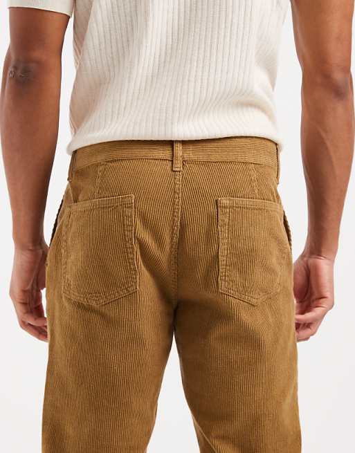 DESIGN Tapered Trousers In Brown Corduroy