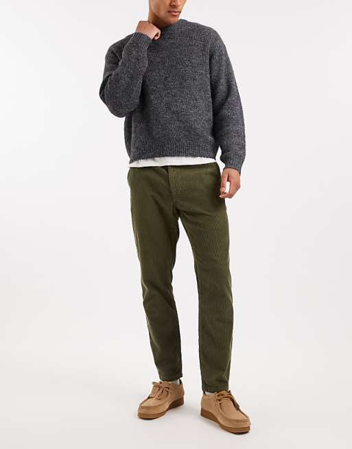 DESIGN Tapered Trousers In Khaki Corduroy