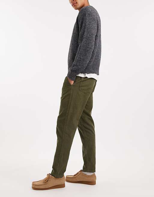 DESIGN Tapered Trousers In Khaki Corduroy