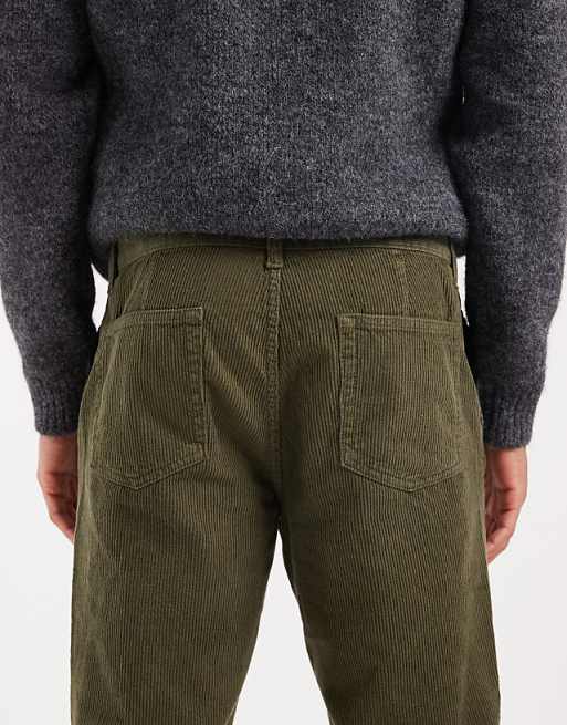 DESIGN Tapered Trousers In Khaki Corduroy