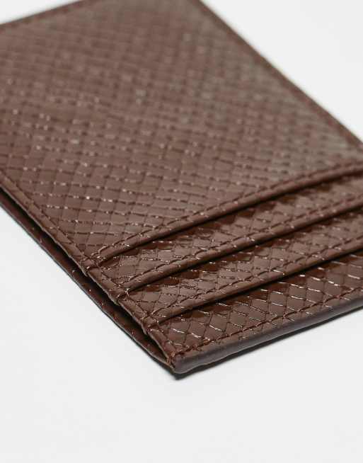 DESIGN Textured Card Holder In Brown