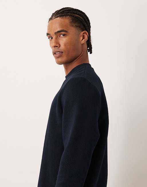 DESIGN Textured Sweatshirt In Navy