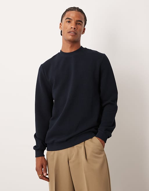 DESIGN Textured Sweatshirt In Navy