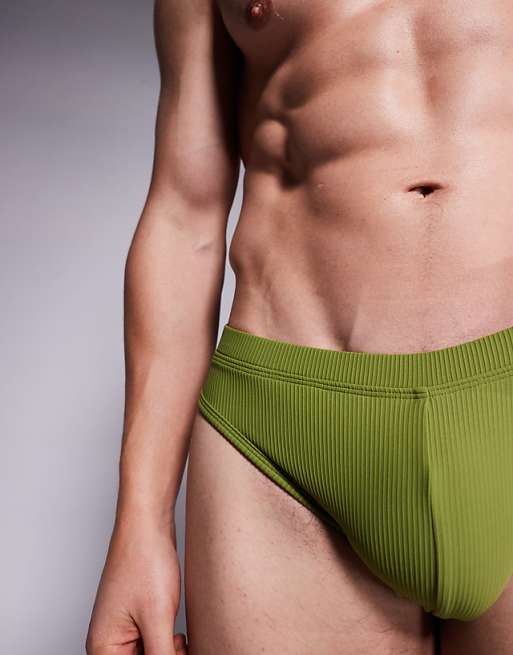 DESIGN Textured Swim Brief In Green