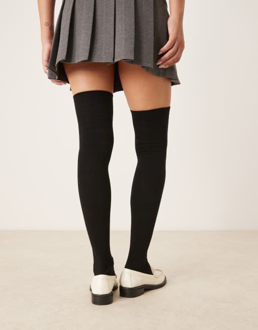 DESIGN Thigh High Socks In Black