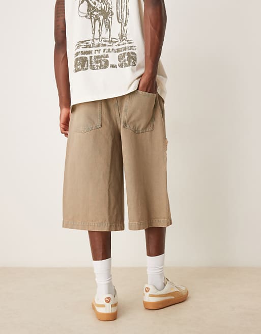 DESIGN Tinted Denim Jort With Distressing Detail