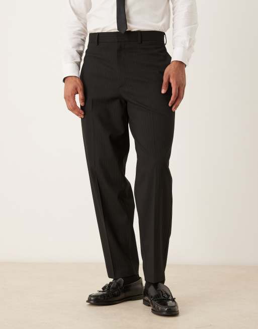 DESIGN Tonal Metallic Stripe Boxy Shawl Lapel Suit In Black