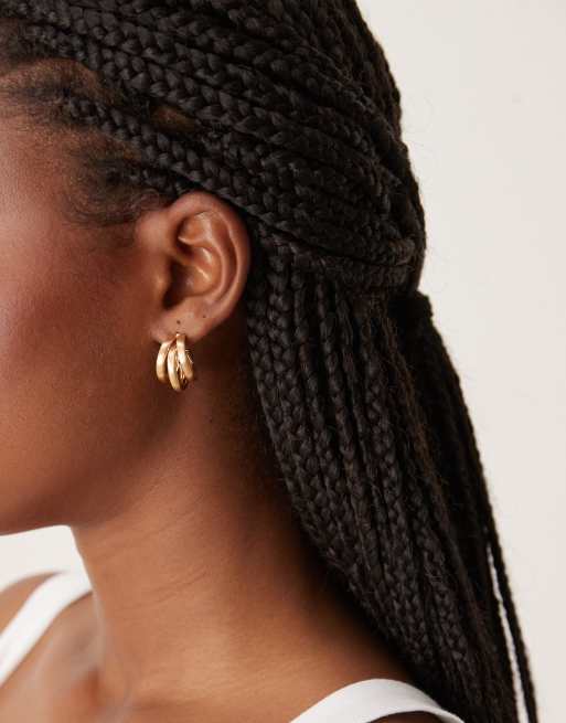 DESIGN Triple Row Hoop Earrings In Mixed Gold Tones