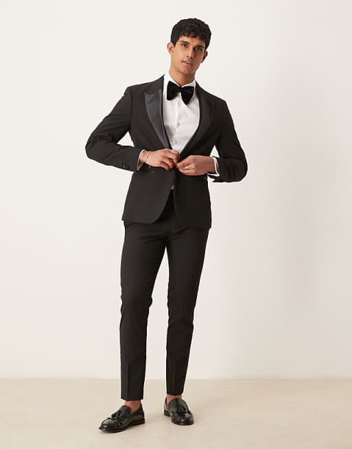 DESIGN tuxedo skinny fit in black