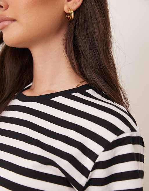 DESIGN Ultimate T-shirt In Black And White Stripe