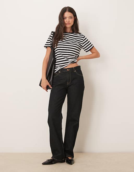DESIGN Ultimate T-shirt In Black And White Stripe