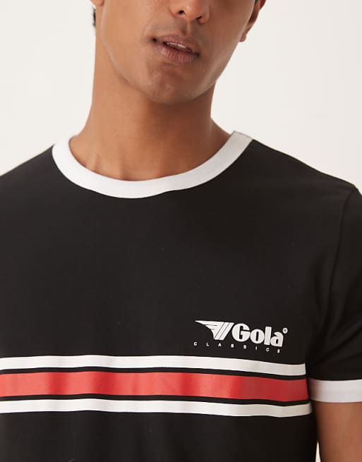 DESIGN Unisex Gola Regular Fit T-shirt With Stripe Detail In Black