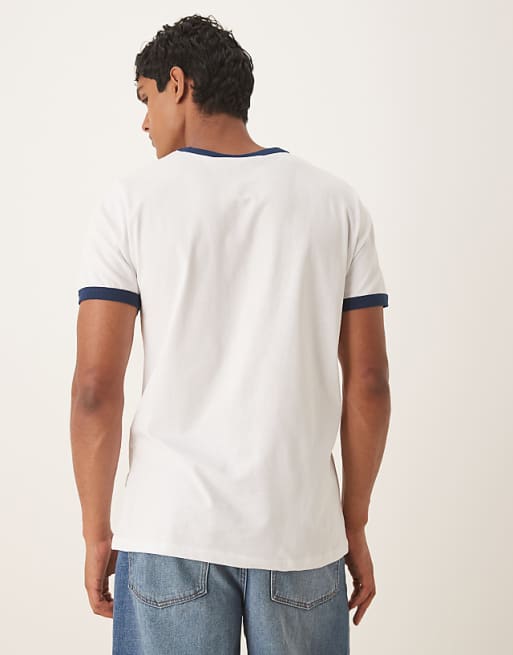 DESIGN Unisex Gola Regular Fit T-shirt With Stripe Detail In White