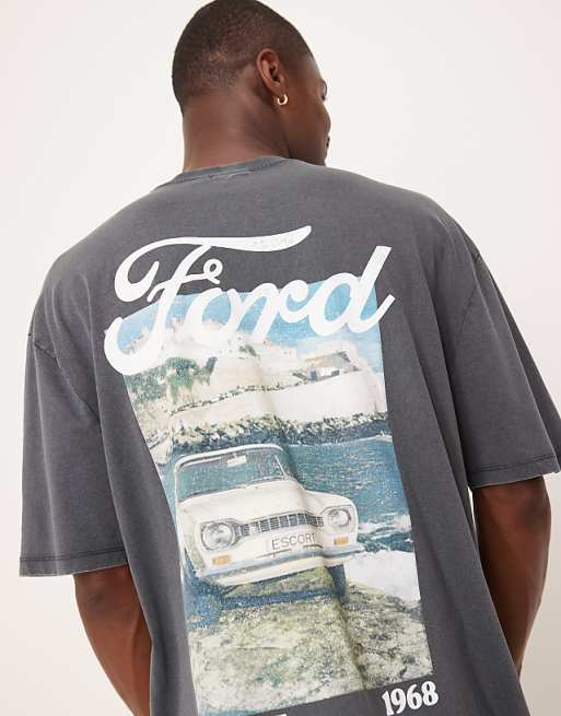 DESIGN Unisex Oversized T-shirt With Ford Prints In Black