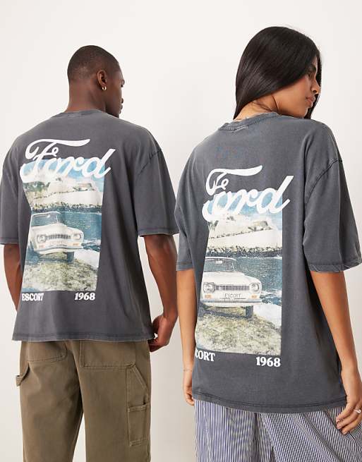 DESIGN unisex oversized t-shirt with Ford prints in black