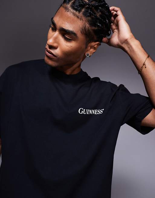 DESIGN Unisex Oversized T-shirt With Guinness Prints In Black