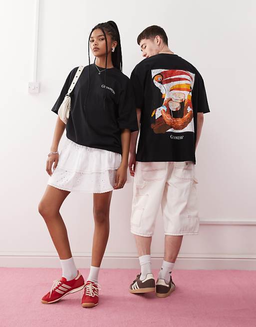 DESIGN unisex oversized t-shirt with Guinness prints in black