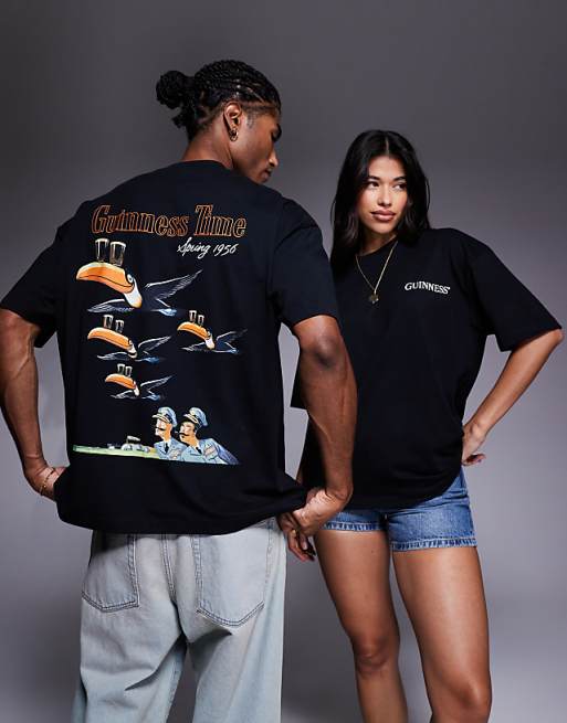 DESIGN unisex oversized t-shirt with Guinness prints in black