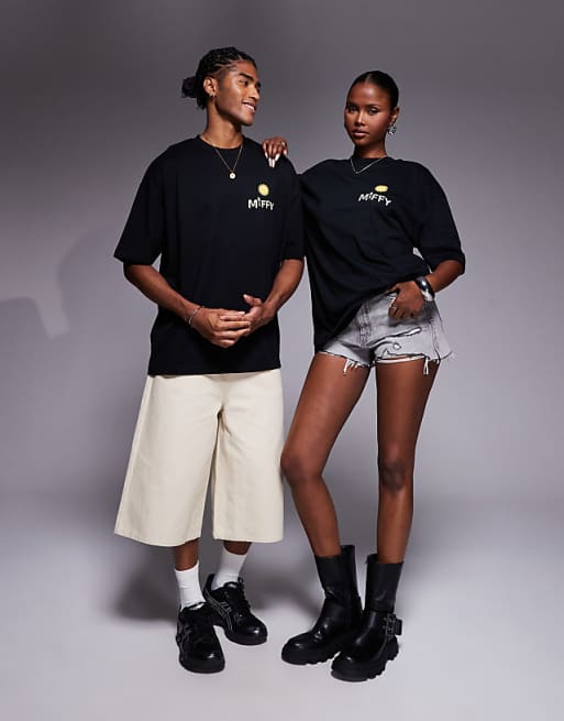 DESIGN Unisex Oversized T-shirt With Miffy Prints In Black