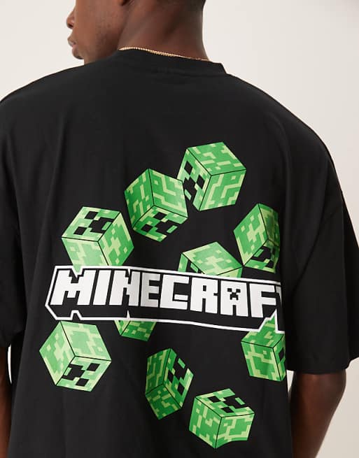 DESIGN Unisex Oversized T-shirt With Minecraft Prints In Black