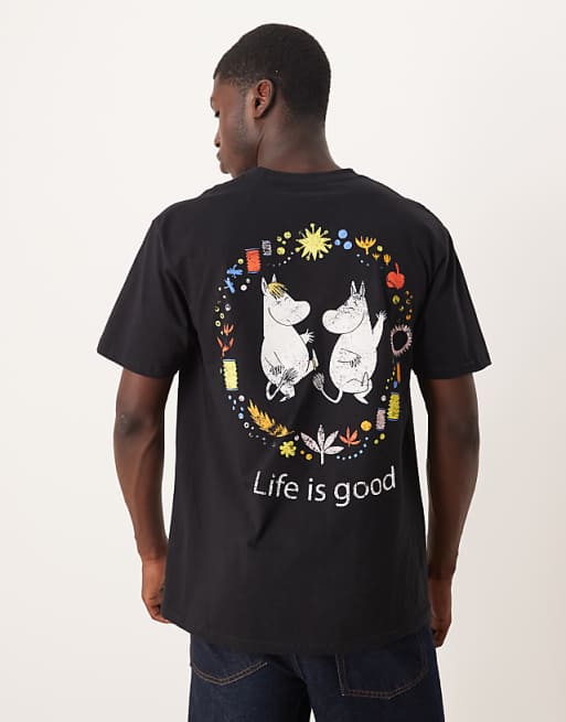 DESIGN Unisex Oversized T-shirt With Moomin Prints In Black