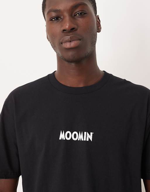 DESIGN Unisex Oversized T-shirt With Moomin Prints In Black