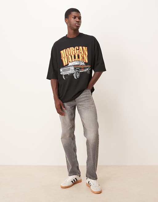 DESIGN Unisex Oversized T-shirt With Morgan Wallen Prints In Black