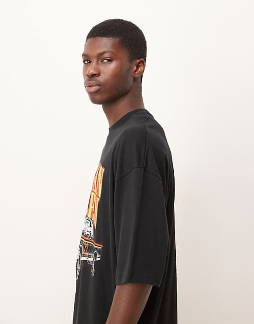 DESIGN Unisex Oversized T-shirt With Morgan Wallen Prints In Black