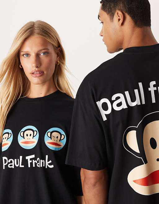 DESIGN Unisex Oversized T-shirt With Paul Frank Prints In Black