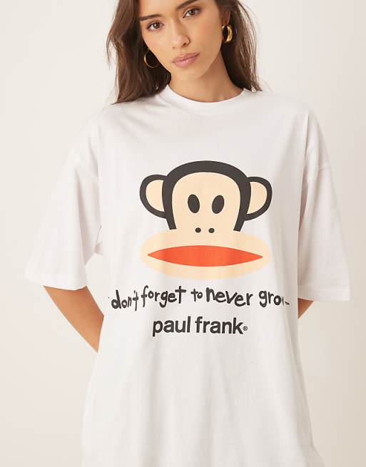 DESIGN Unisex Oversized T-shirt With Paul Frank Prints In White