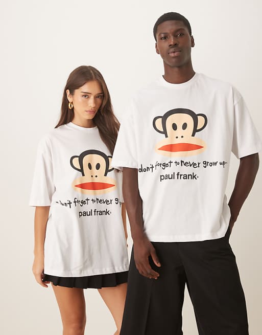 DESIGN unisex oversized t-shirt with Paul Frank prints in white
