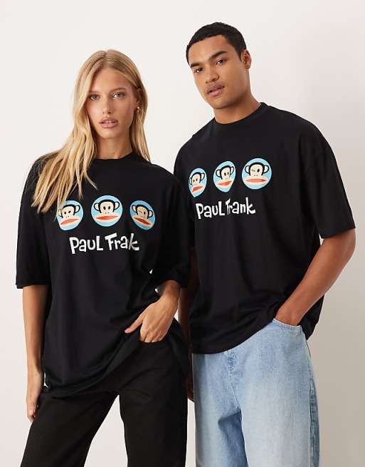 DESIGN unisex oversized t-shirt with Paul Frank prints in black