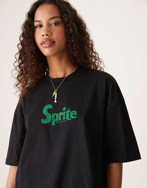 DESIGN Unisex Oversized T-shirt With Sprite Prints In Black