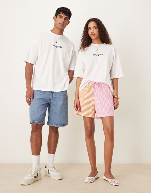 DESIGN Unisex Oversized T-shirt With Tamagotchi Prints In White